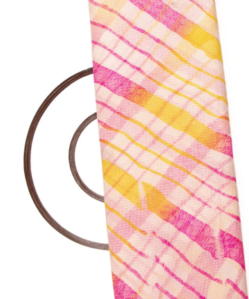 White Colour Lehariya Tie Dye Print Kota Doria Fabric